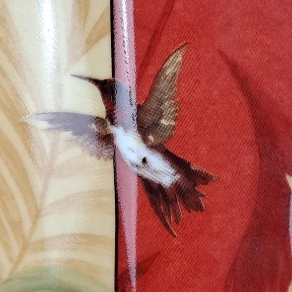 Set of (2) 222 Fifth Plates Hummingbird Tropical Floral 11" - Picture 6 of 8